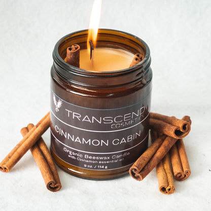 "Cinnamon Cabin" Premium Organic Beeswax Candle